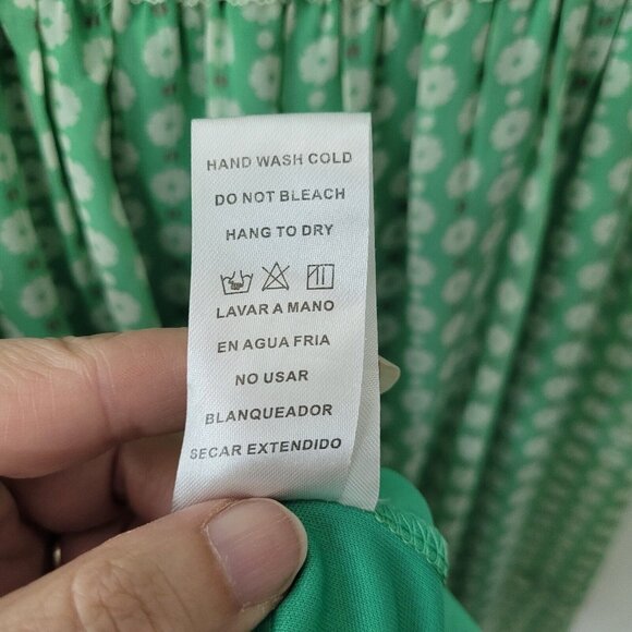 Doe & Rae Dress Womens M Green Floral Stretch Lined Cottagecore Sleeveless Flowy - Picture 8 of 11